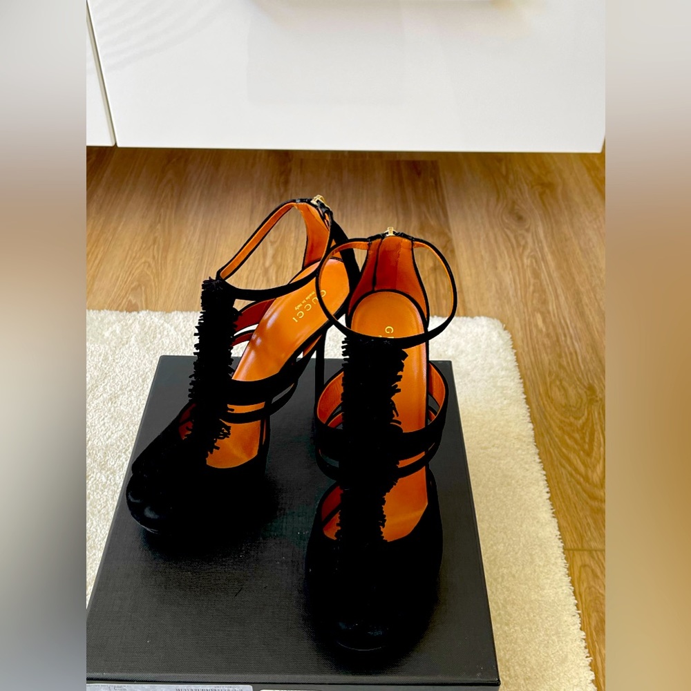 Gucci high heel black suede sandal